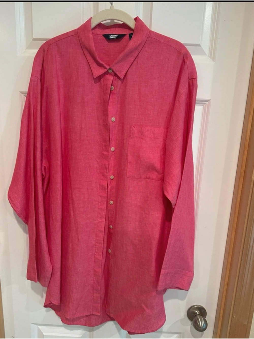 Lands' End Women’s Pink Button-Up Linen Tunic Size 18/XL